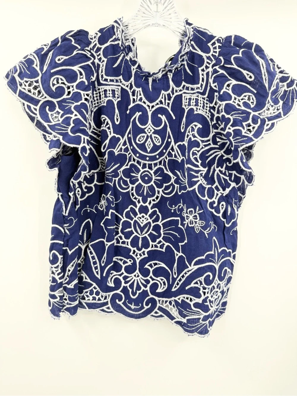 Anthropologie NWT Women's Laine High-Neck Lace Cutwork Blouse Size XS